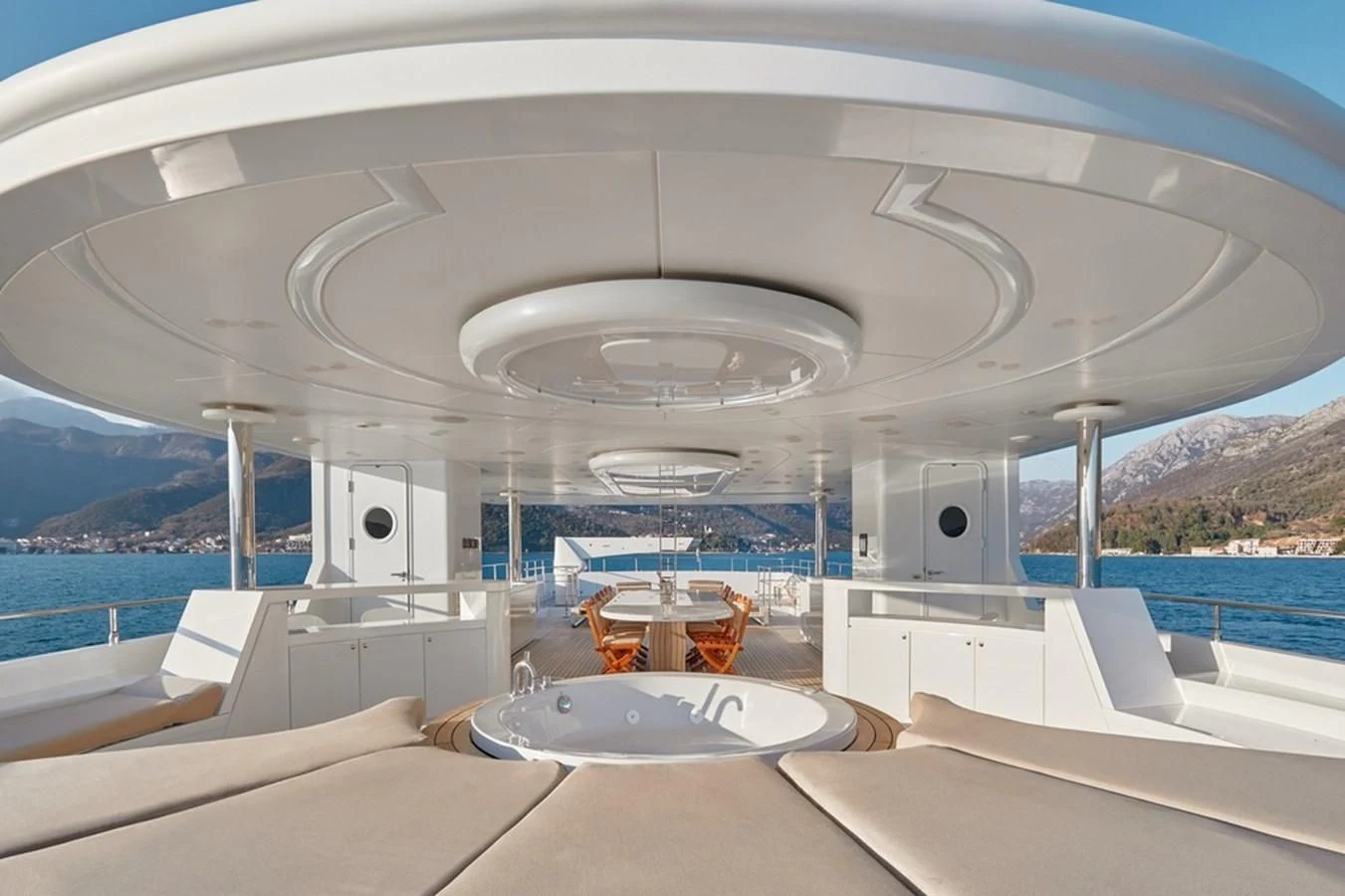 a room with a large white ceiling aboard VERA Yacht for Sale