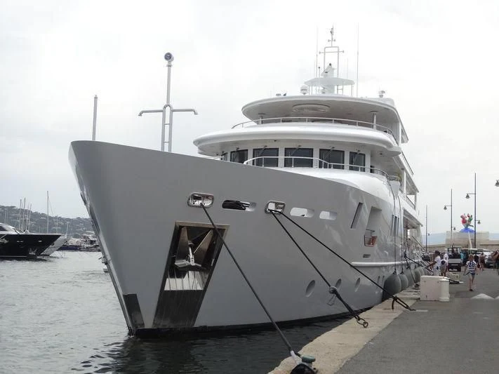 a large white ship aboard VERA Yacht for Sale