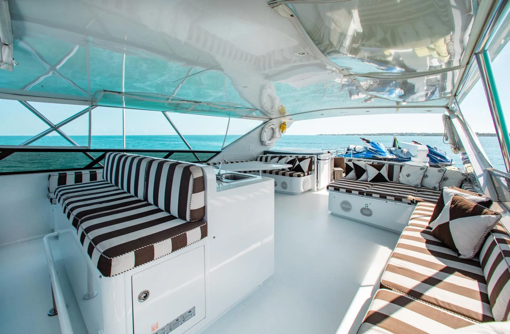 inside of a space ship aboard THREE KINGS Yacht for Sale