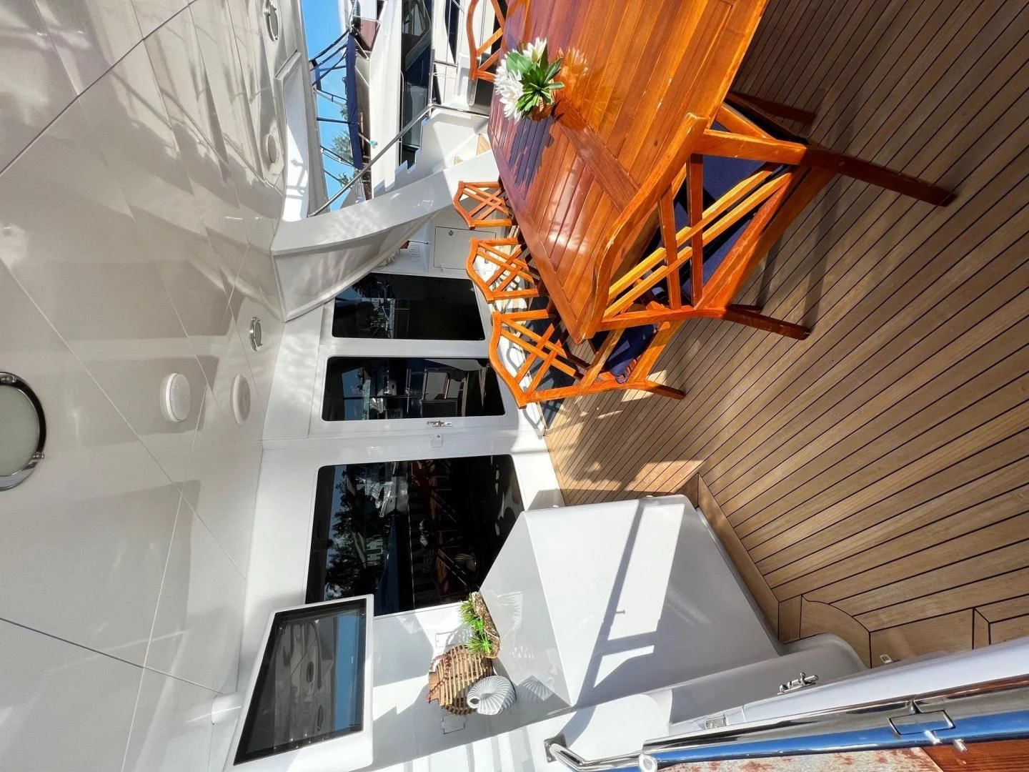 a house with a staircase aboard THREE KINGS Yacht for Sale