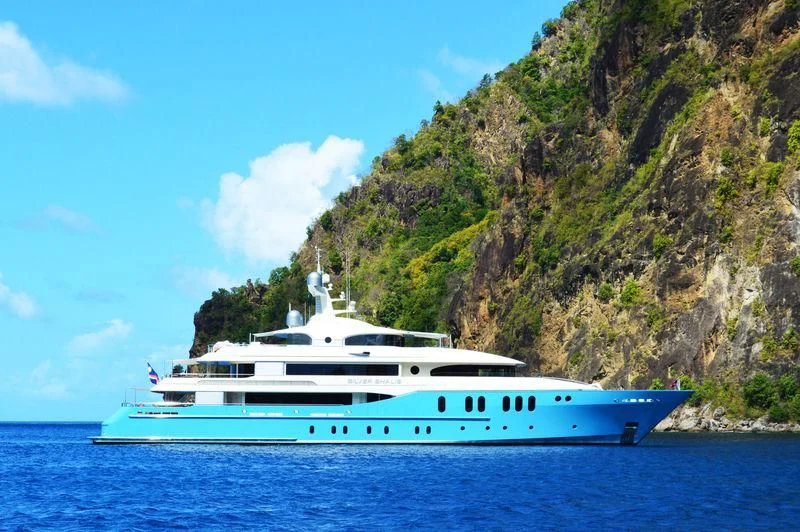 a boat on the water aboard SILVER SHALIS Yacht for Sale