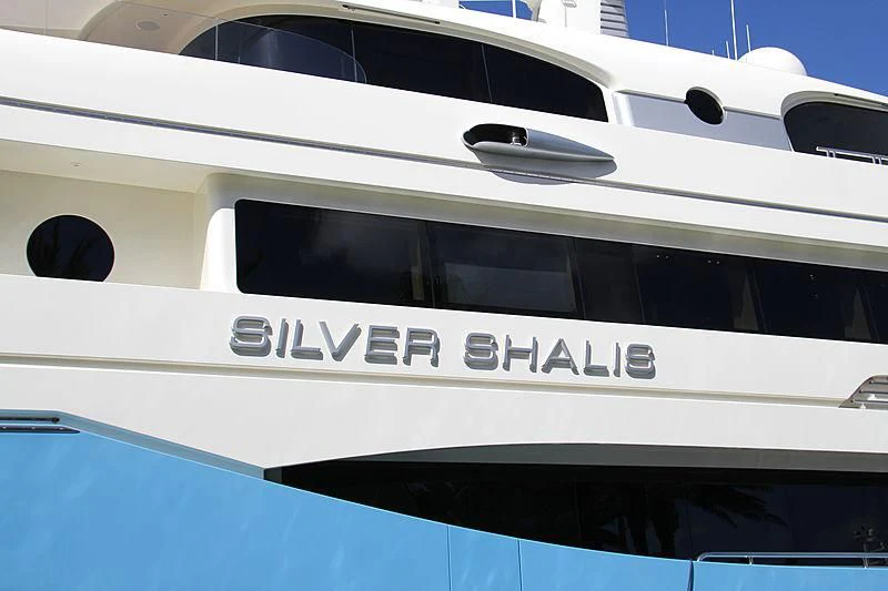 the front of a white yacht aboard SILVER SHALIS Yacht for Sale
