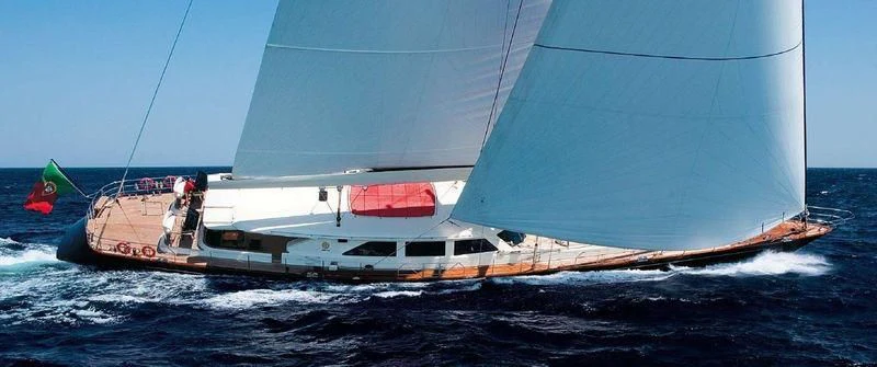 a boat sailing on the sea aboard HERITAGE OF LONDON Yacht for Sale