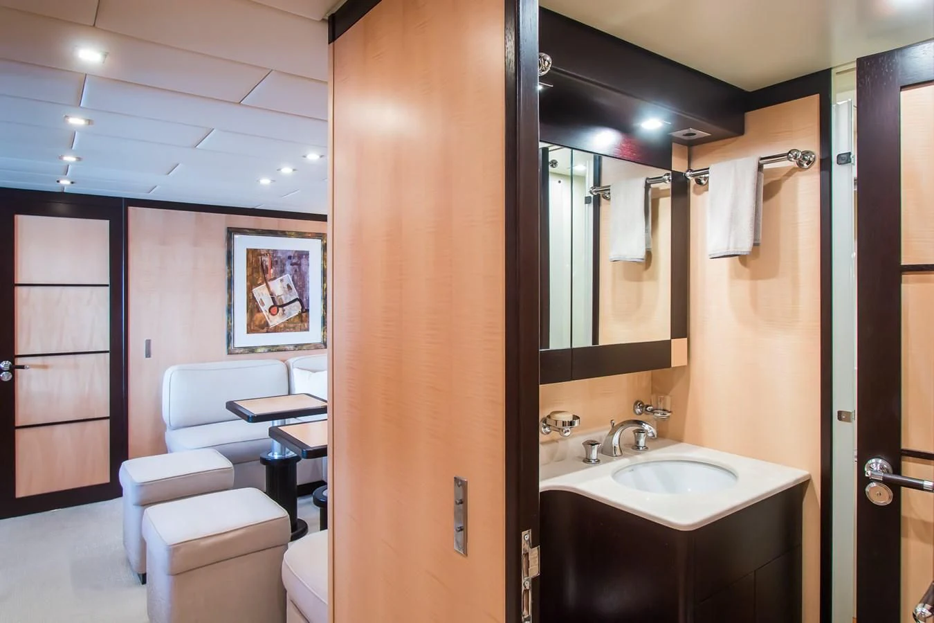 a bathroom with a sink and a toilet aboard LEOPARD 24M Yacht for Sale