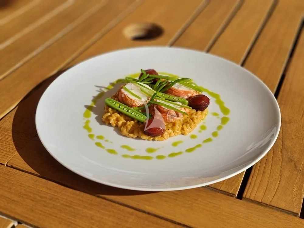 a plate of food aboard KARTAL YUVASI Yacht for Charter