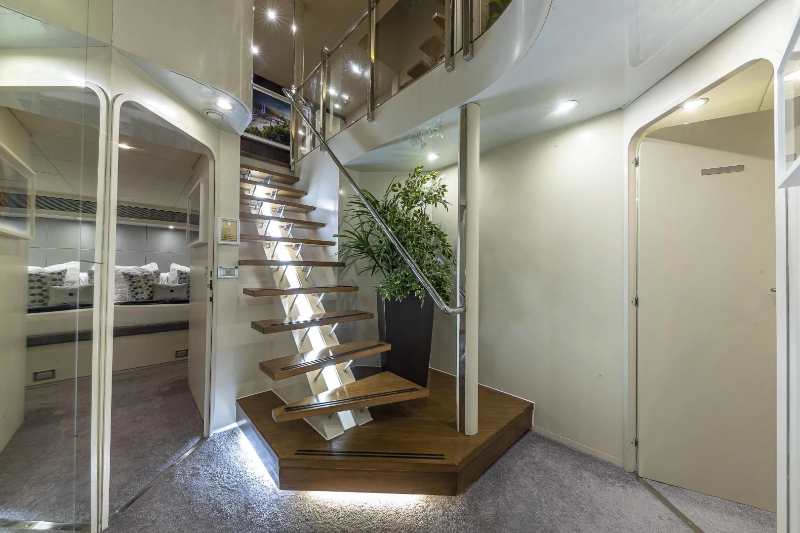 a staircase in a room aboard KARTAL YUVASI Yacht for Charter