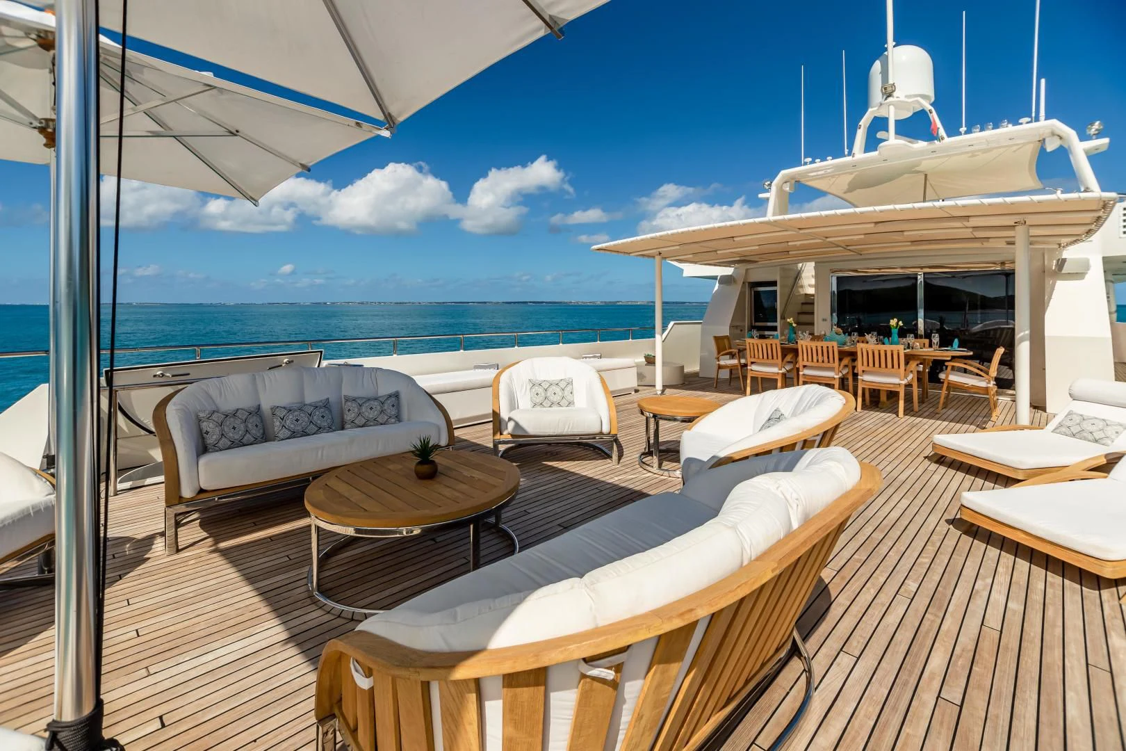 a large boat on a deck aboard KARTAL YUVASI Yacht for Charter