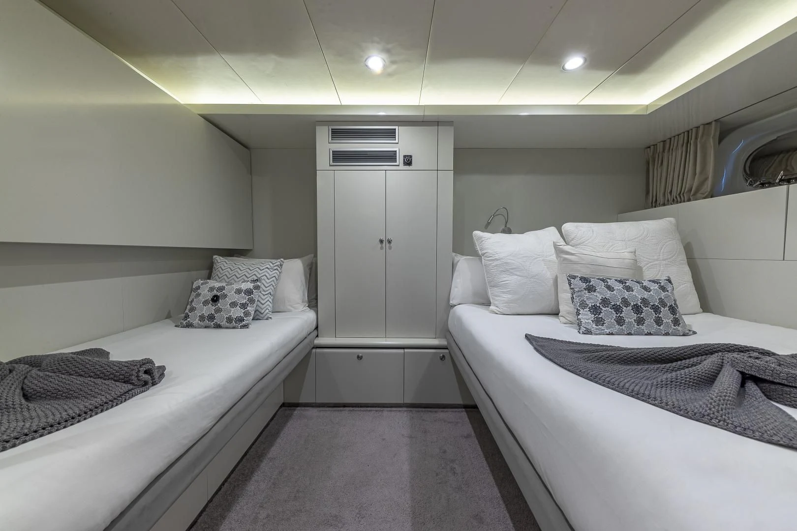 a couple of beds in a room aboard KARTAL YUVASI Yacht for Charter