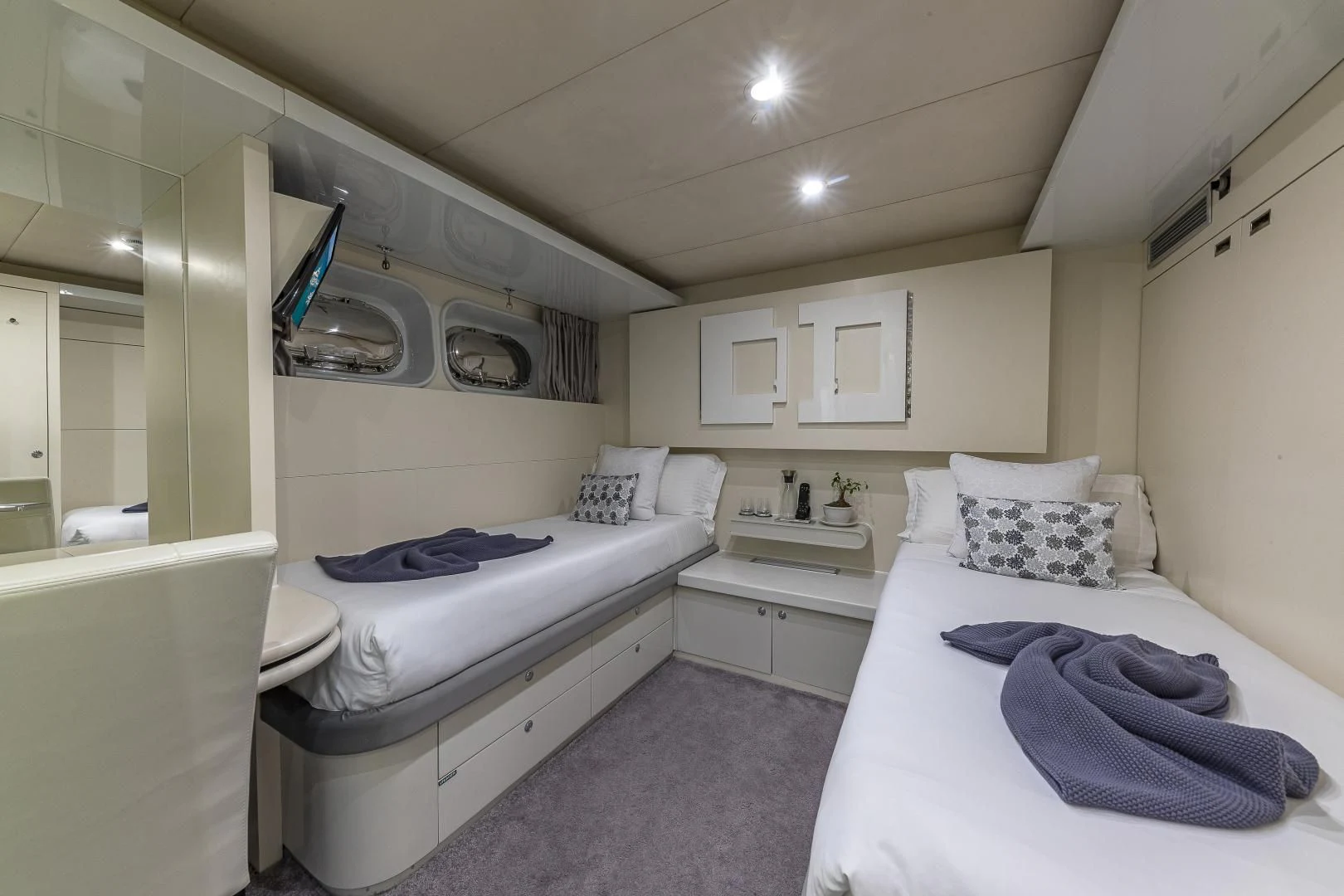 a room with two beds aboard KARTAL YUVASI Yacht for Charter