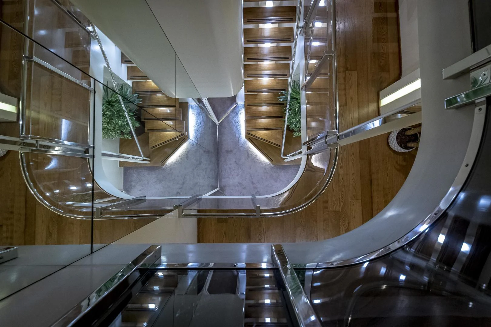 a large room with glass walls aboard KARTAL YUVASI Yacht for Charter