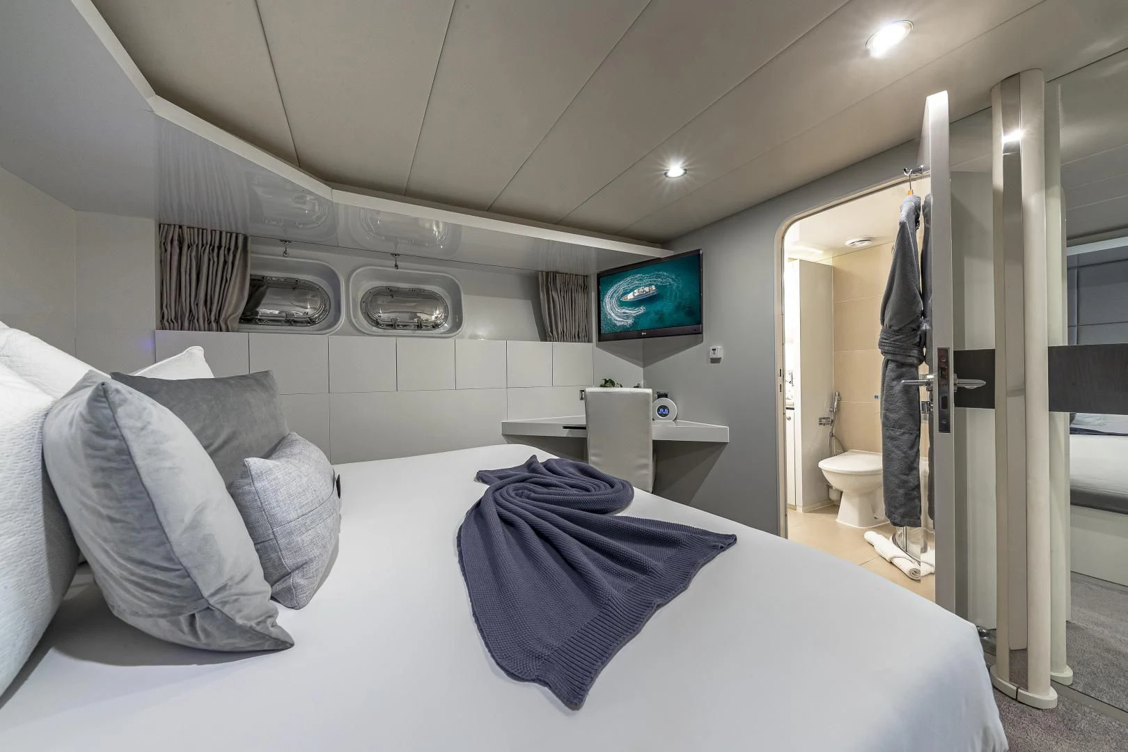 a bed in a room aboard KARTAL YUVASI Yacht for Charter