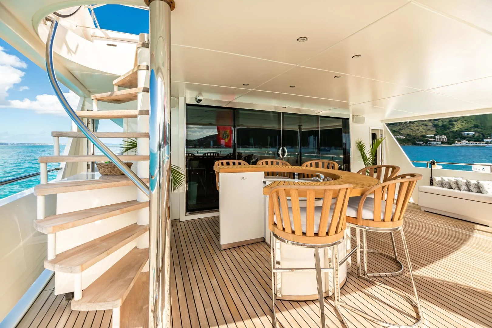 a boat on a deck aboard KARTAL YUVASI Yacht for Charter