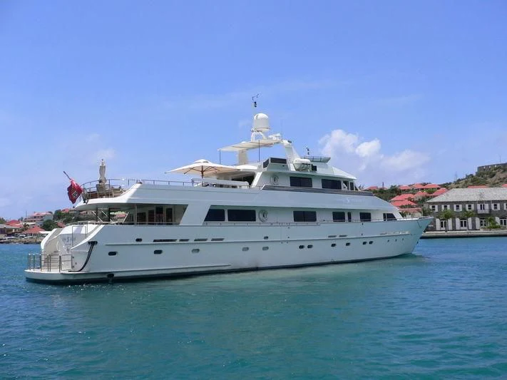 a large white boat in the water aboard KARTAL YUVASI Yacht for Charter