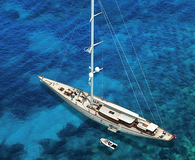a ship in the water aboard RAINBOW II Yacht for Sale
