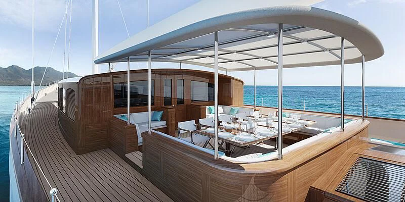 a boat on the water aboard RAINBOW II Yacht for Sale