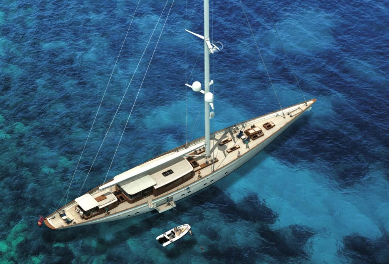 a ship in the water aboard RAINBOW II Yacht for Sale