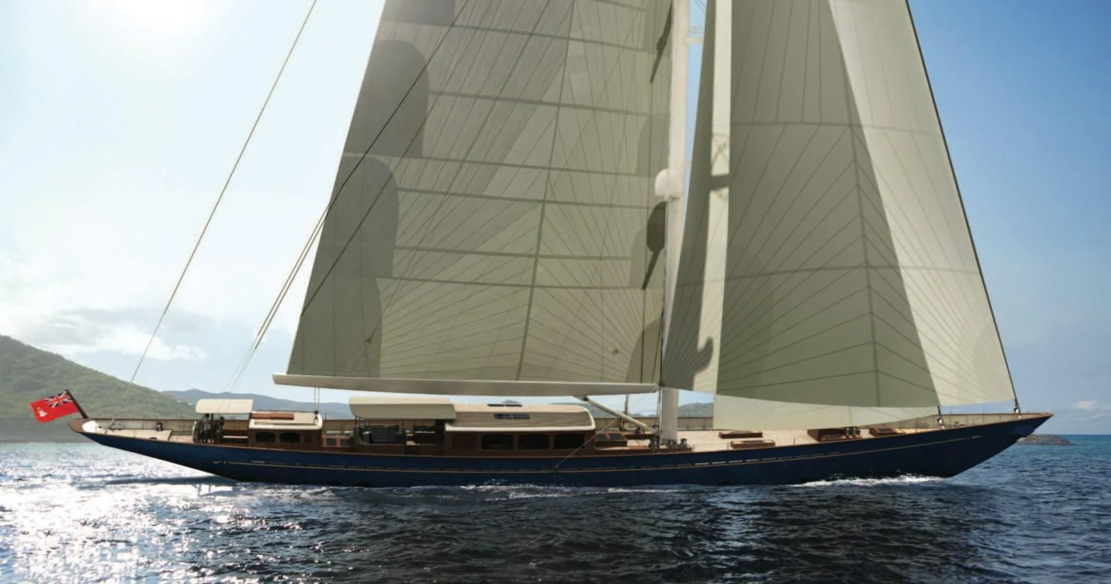 a large sailboat on the water aboard RAINBOW II Yacht for Sale