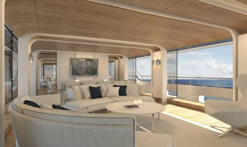 a room with a couch and a table aboard DAWO Yacht for Sale