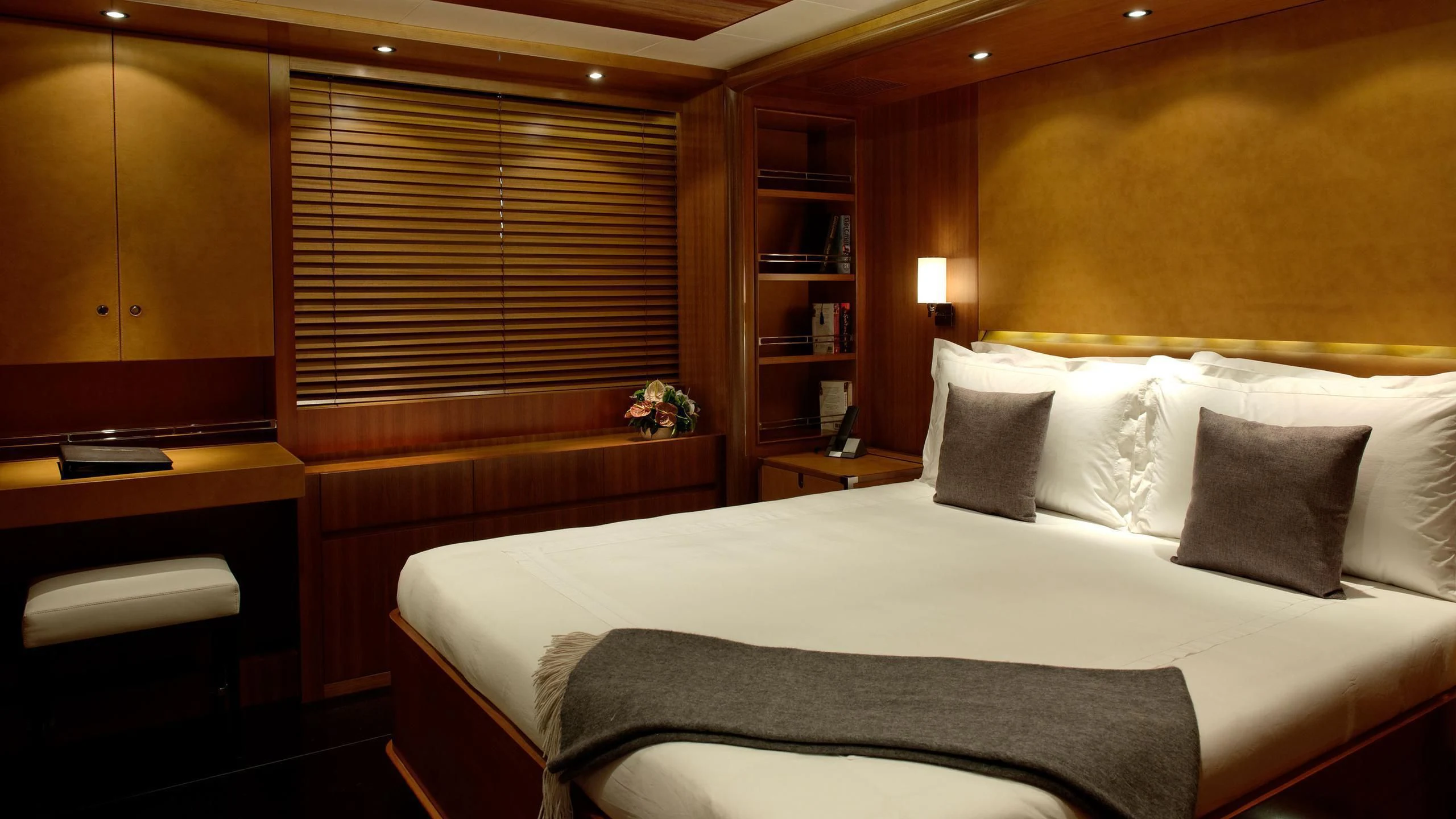 a room with two beds aboard MELEK Yacht for Sale