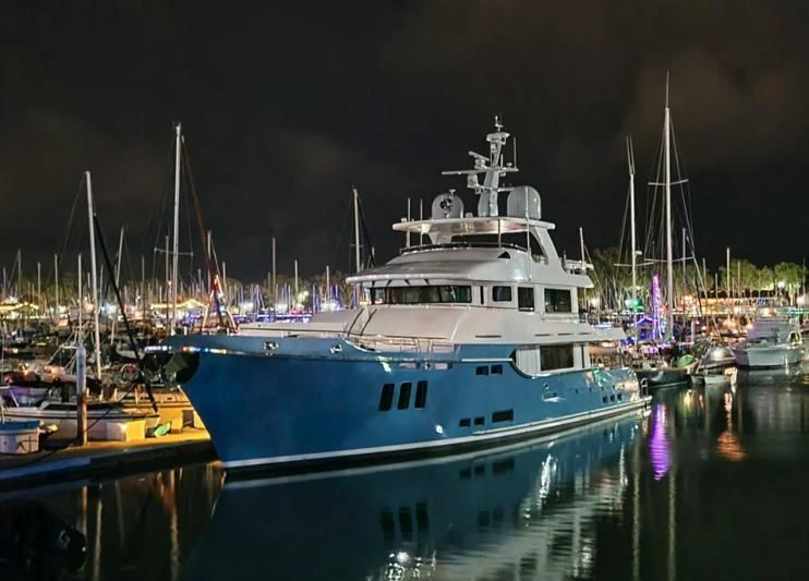 a large white boat sits in the water aboard NEW JOURNEY Yacht for Sale