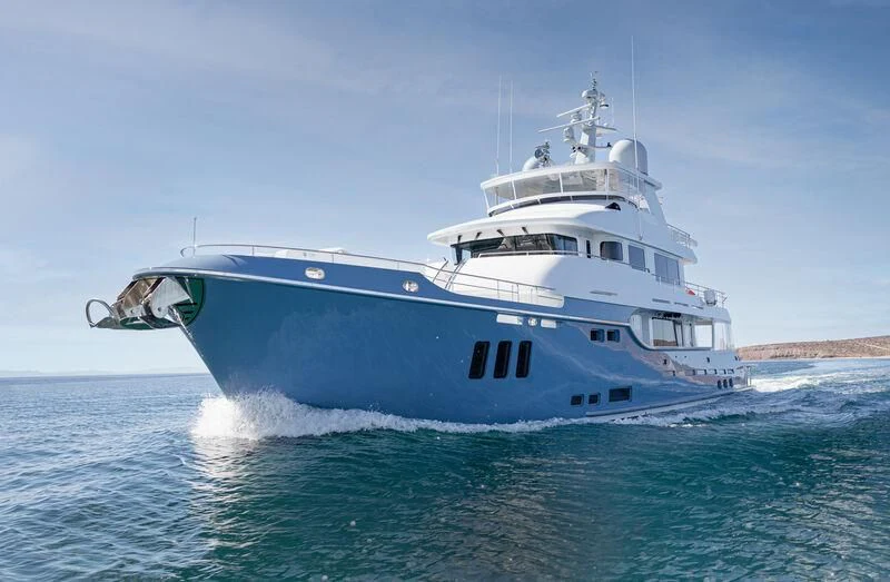 a large white boat in the water aboard NEW JOURNEY Yacht for Sale