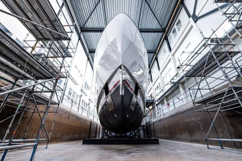 a large globe in a building aboard SEAFLOWER Yacht for Sale