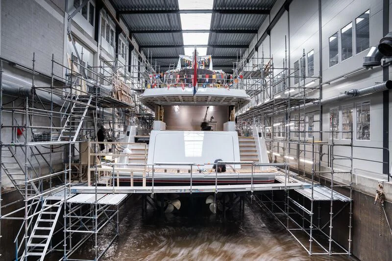 a large machine in a factory aboard SEAFLOWER Yacht for Sale