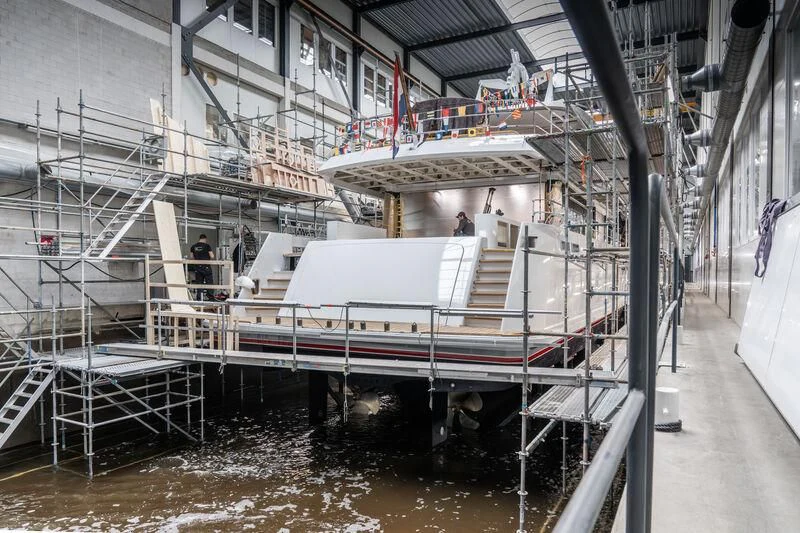 a large white machine in a factory aboard SEAFLOWER Yacht for Sale