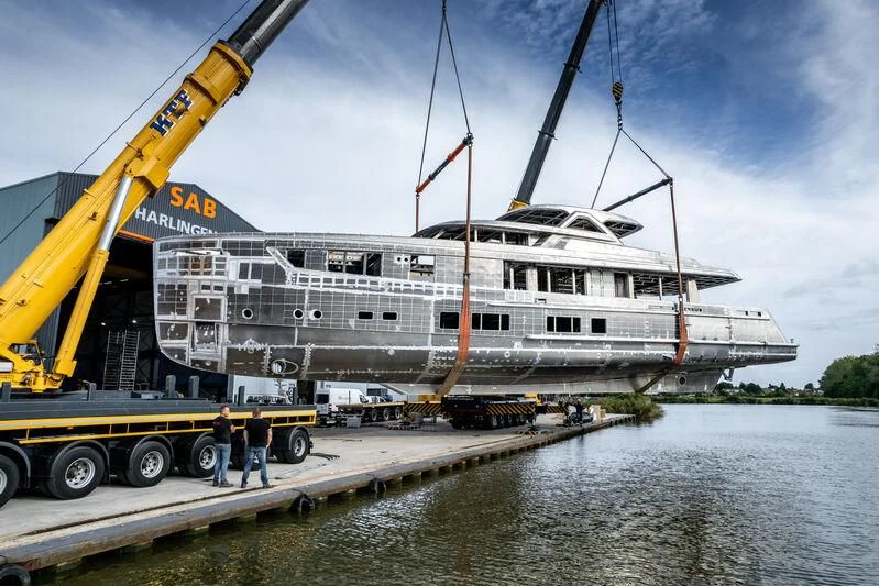 a large ship docked aboard SEAFLOWER Yacht for Sale