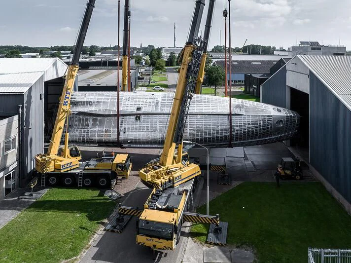 a crane on a building aboard SEAFLOWER Yacht for Sale