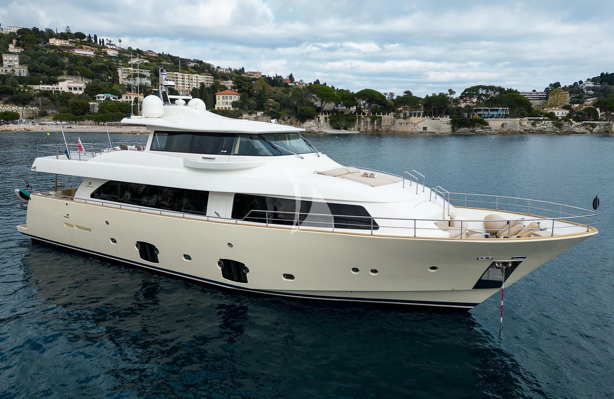 a white yacht in the water aboard LA PAUSA Yacht for Sale