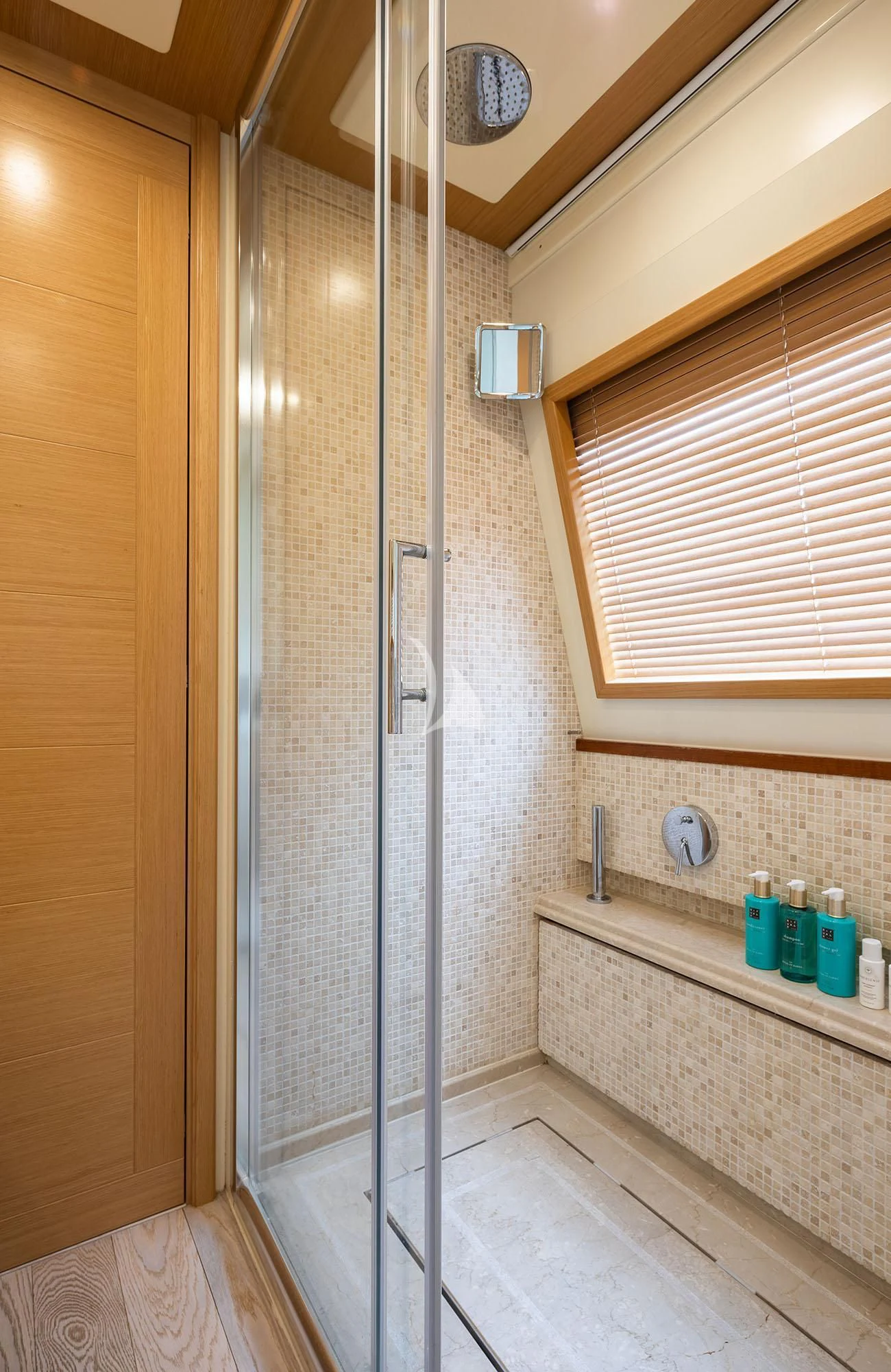 a shower unit in a bathroom aboard LA PAUSA Yacht for Sale
