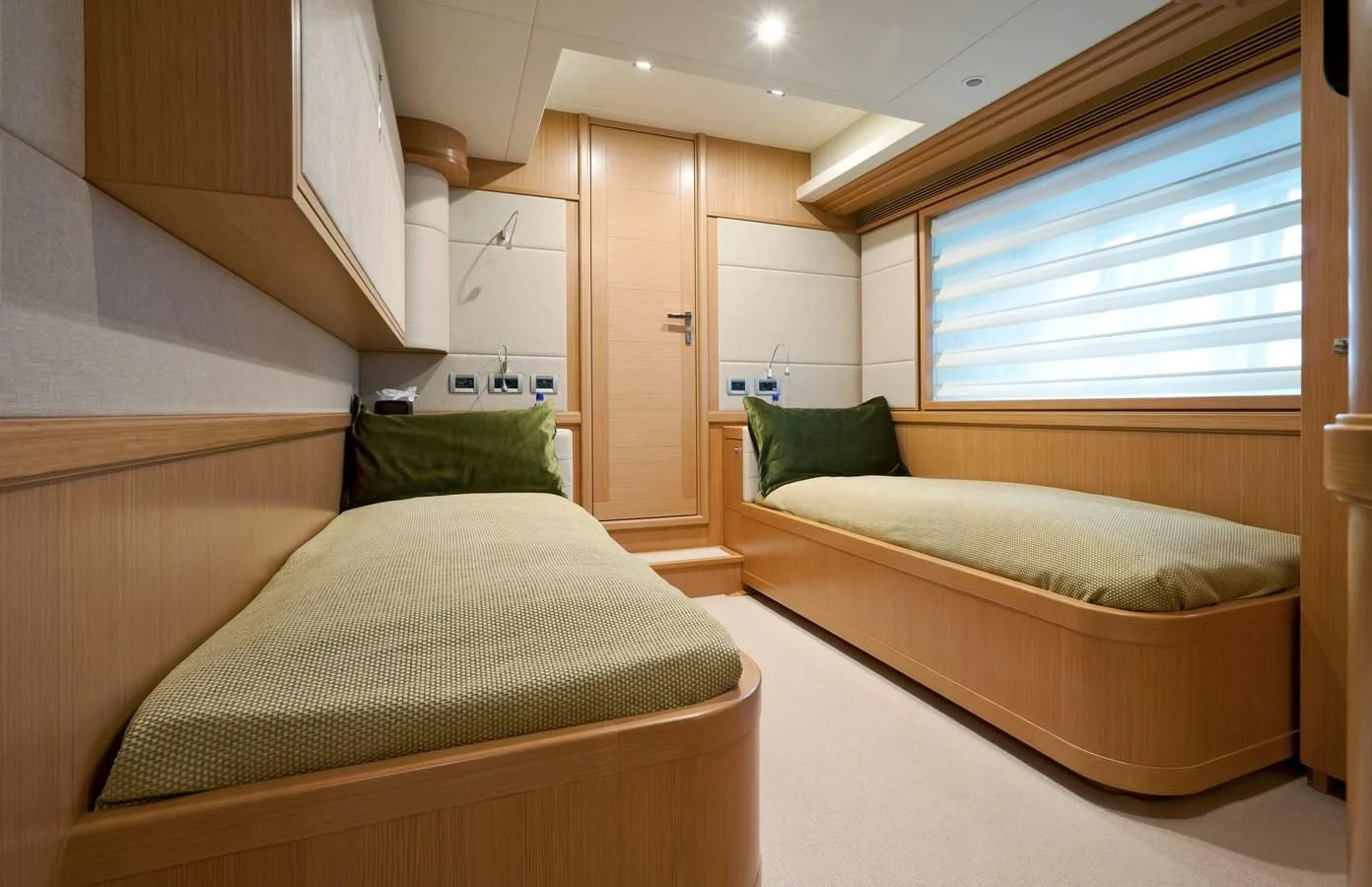 a room with two beds aboard LA PAUSA Yacht for Sale