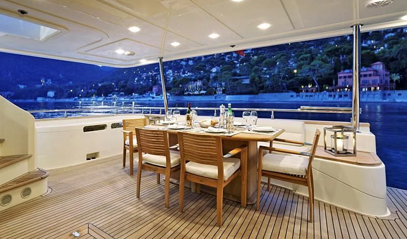 a table set for a meal aboard LA PAUSA Yacht for Sale