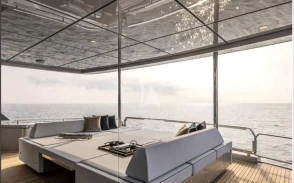 a large room with a large window aboard G Yacht for Sale