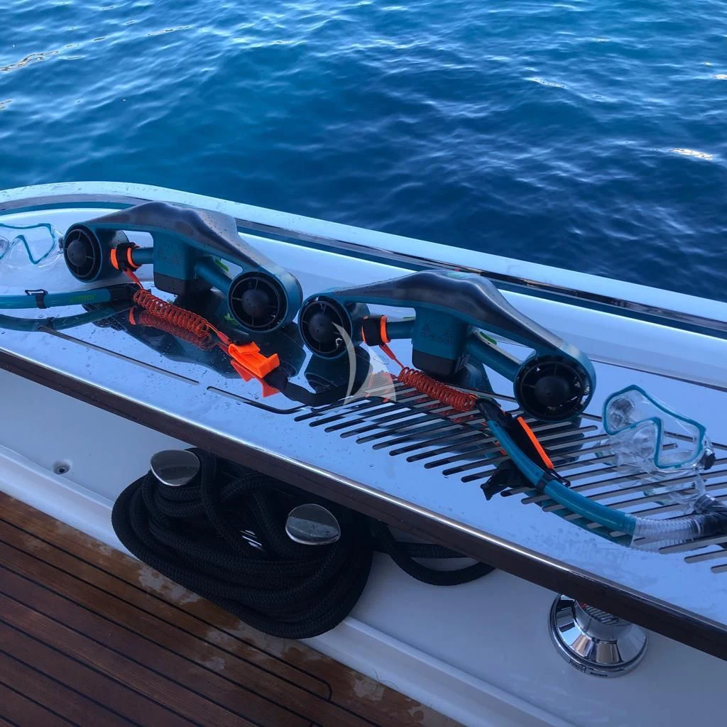 a boat with a rope attached to it aboard G Yacht for Sale