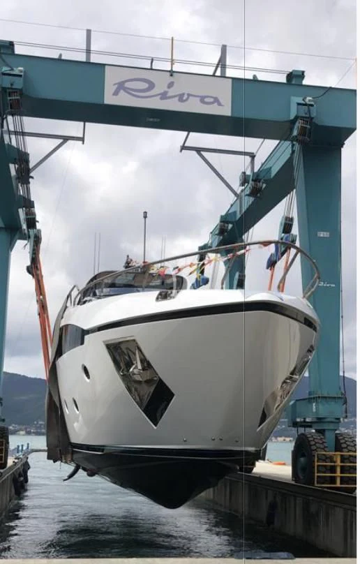 a boat docked at a pier aboard G Yacht for Sale