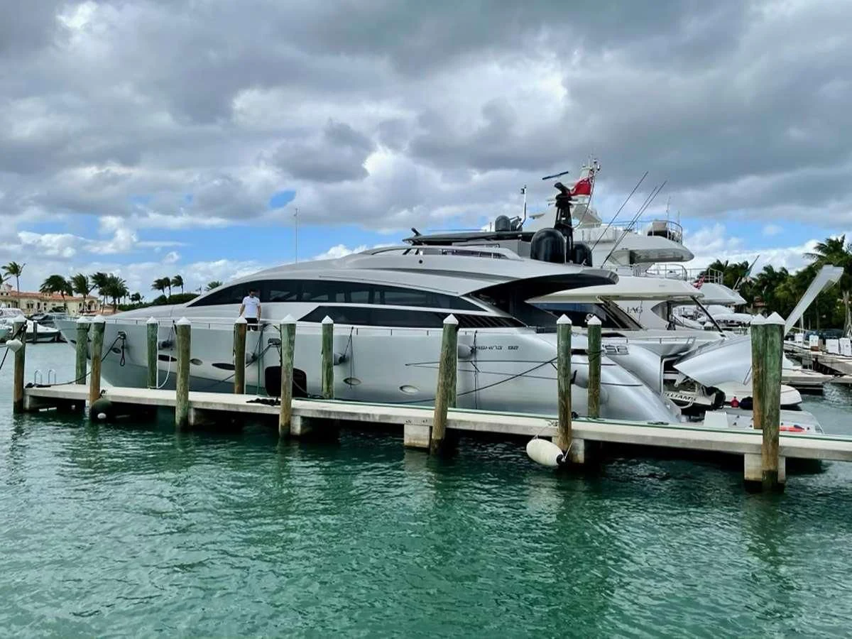 a boat in the water aboard 92 PERSHING Yacht for Sale