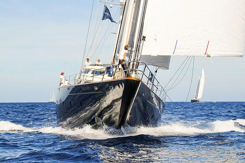 a boat in the water aboard PRINCIPESSA VAIVIA Yacht for Sale