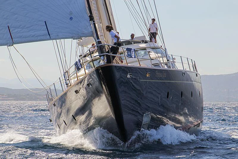 a large boat in the water aboard PRINCIPESSA VAIVIA Yacht for Sale