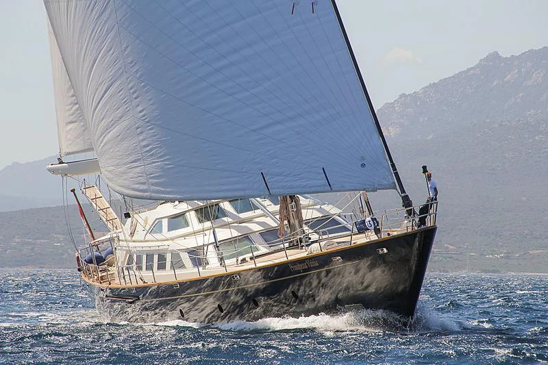 a boat in the water aboard PRINCIPESSA VAIVIA Yacht for Sale
