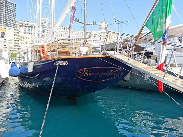 a boat in the water aboard PRINCIPESSA VAIVIA Yacht for Sale