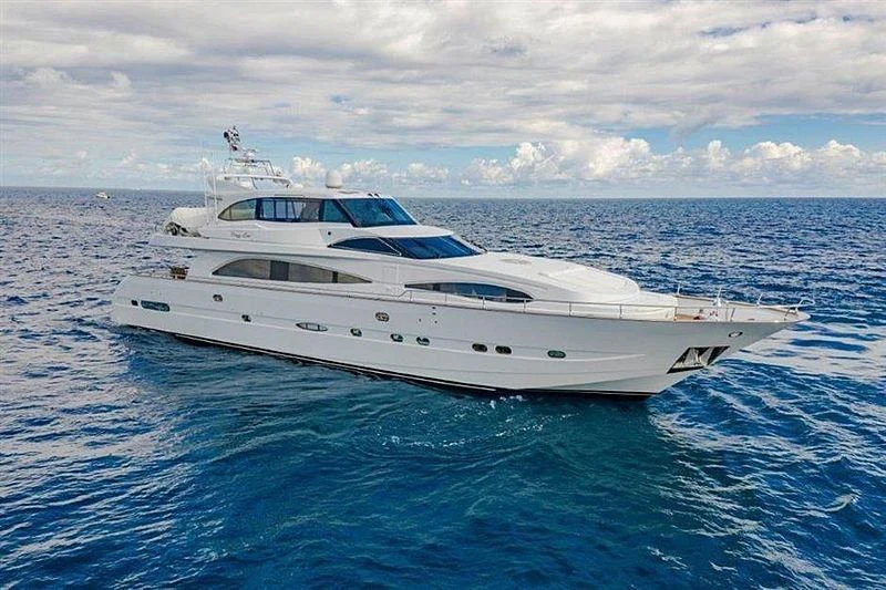 a white yacht in the water aboard CRAZY LOVE Yacht for Sale