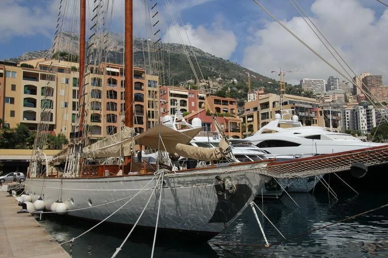 a boat docked at a dock aboard ZACA Yacht for Sale