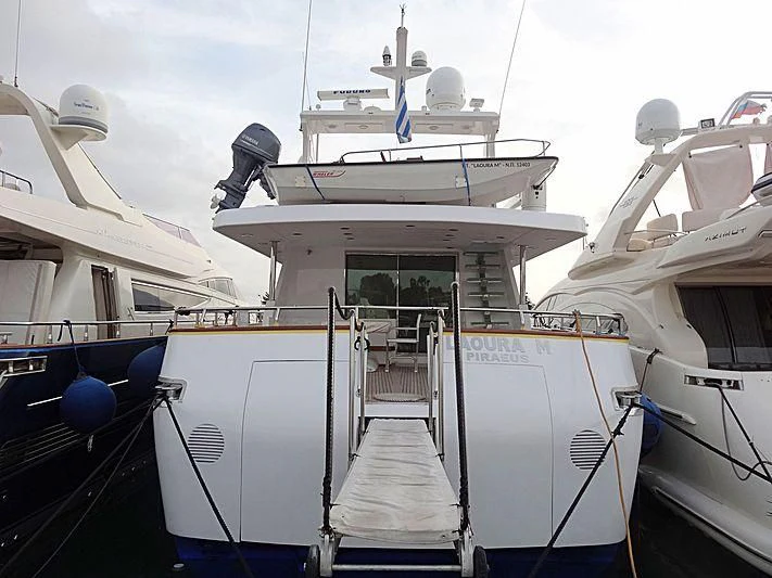 a group of boats in a harbor aboard PANAMA BLUE Yacht for Sale