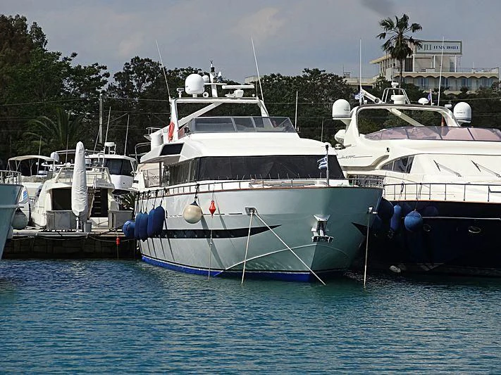 several boats are parked in the water aboard PANAMA BLUE Yacht for Sale