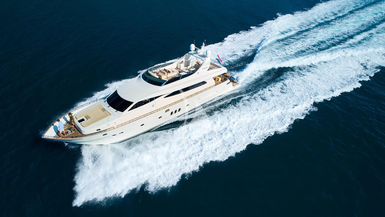 a high angle view of a boat aboard KARISMA Yacht for Sale