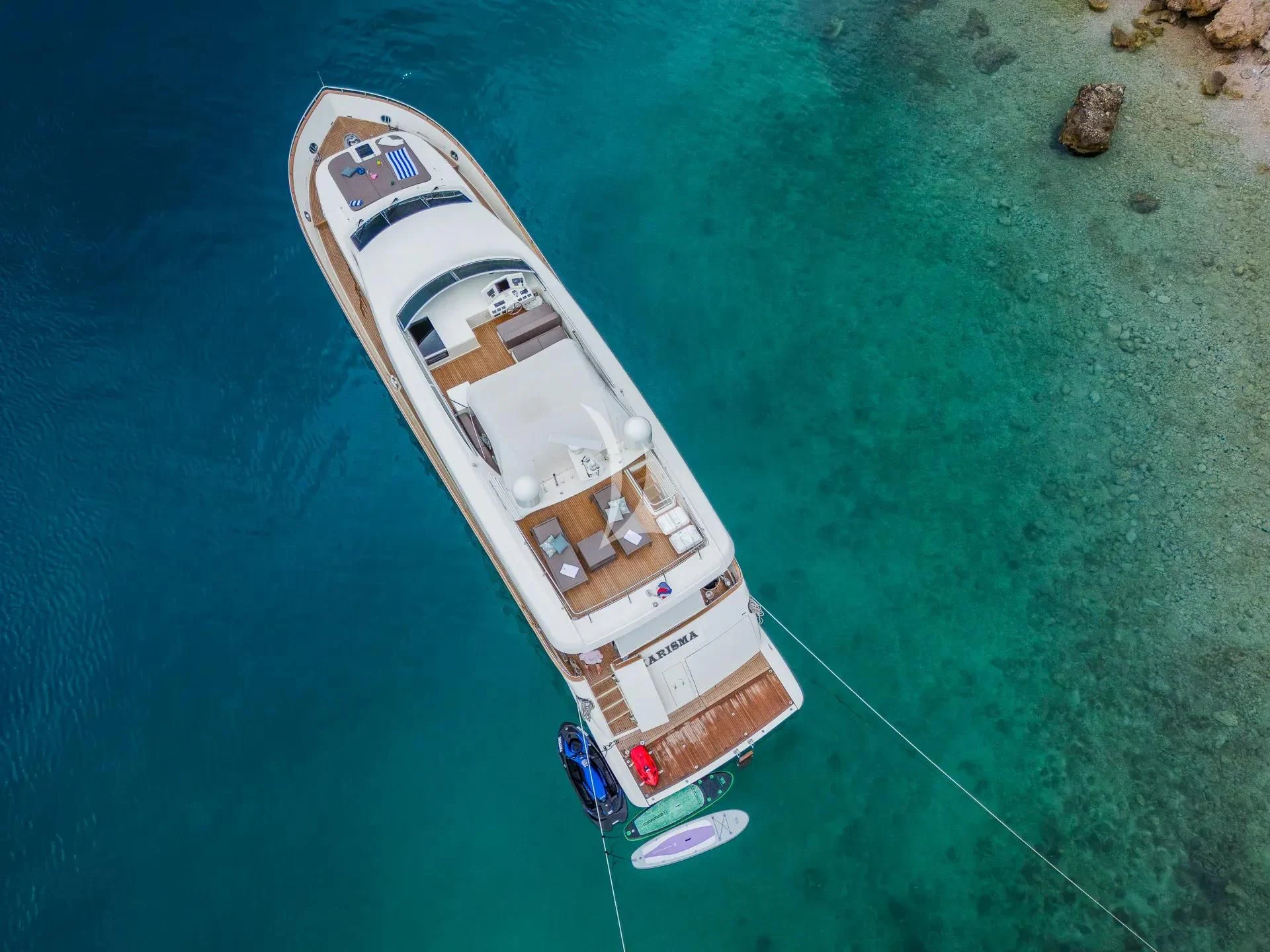 a boat on the water aboard KARISMA Yacht for Sale