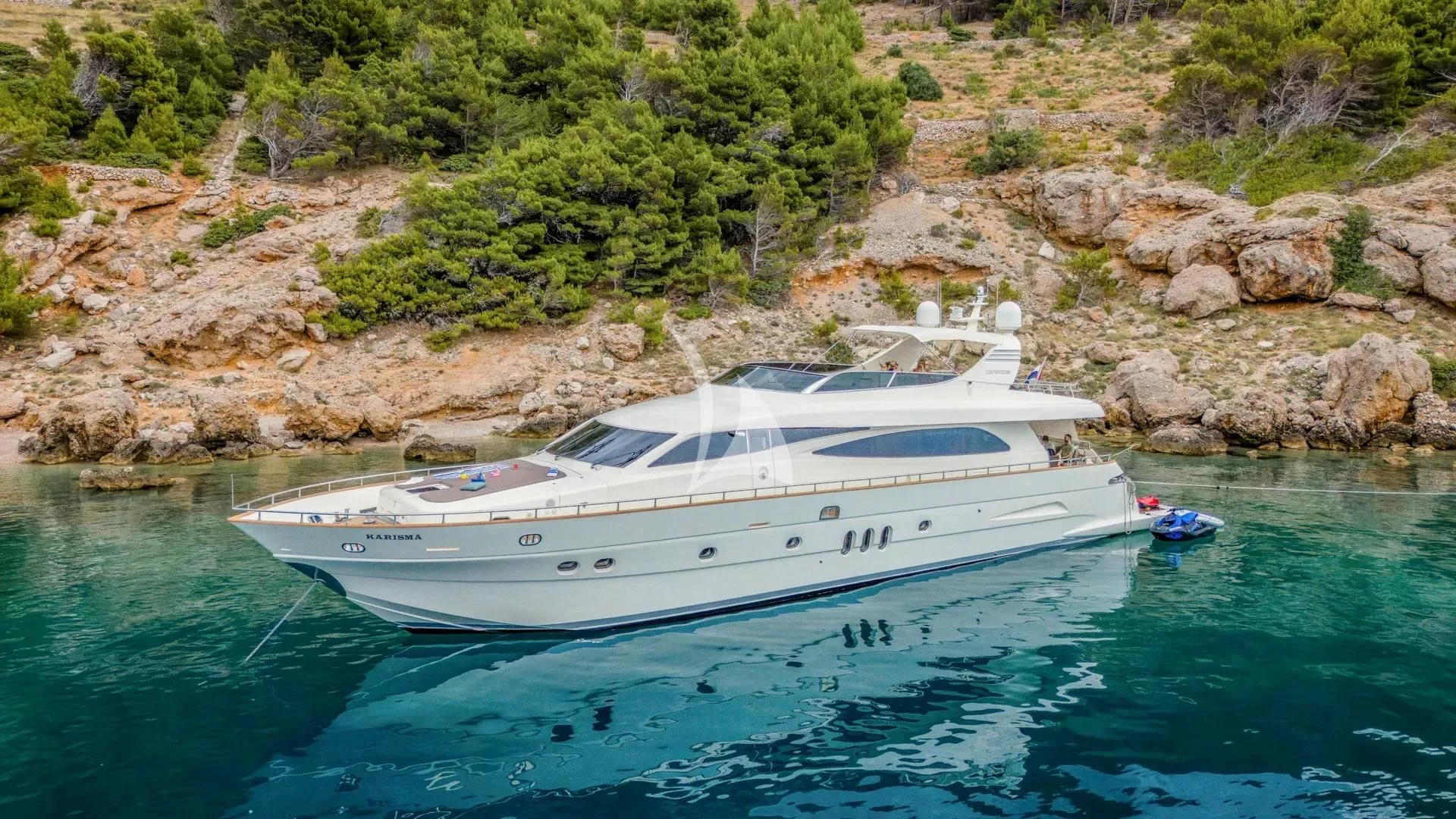 a boat on the water aboard KARISMA Yacht for Sale