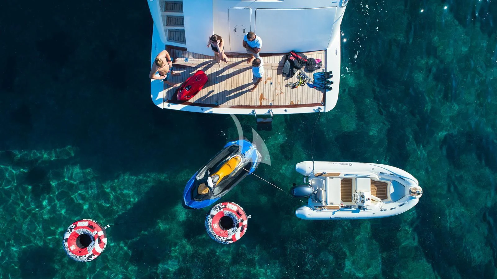 a group of people on a boat aboard KARISMA Yacht for Sale